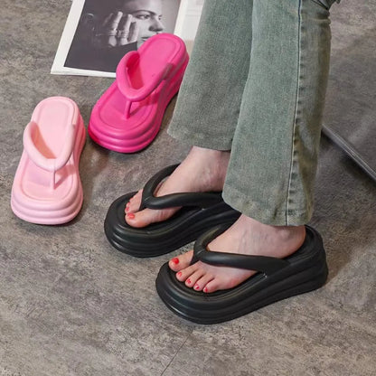 Thick Bottom Flip-flops Summer Fashion Women Slippers Soft Bottom Increase Anti-slip Anti-odor Beach Slippers Zapatos De Mujer