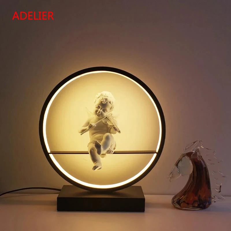 LED Angel table lamps bedroom bedside decorative lamp married couple romantic warm desk lamp