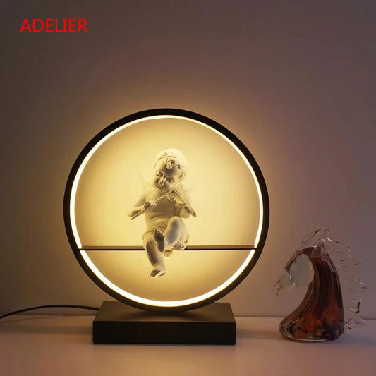 LED Angel table lamps bedroom bedside decorative lamp married couple romantic warm desk lamp