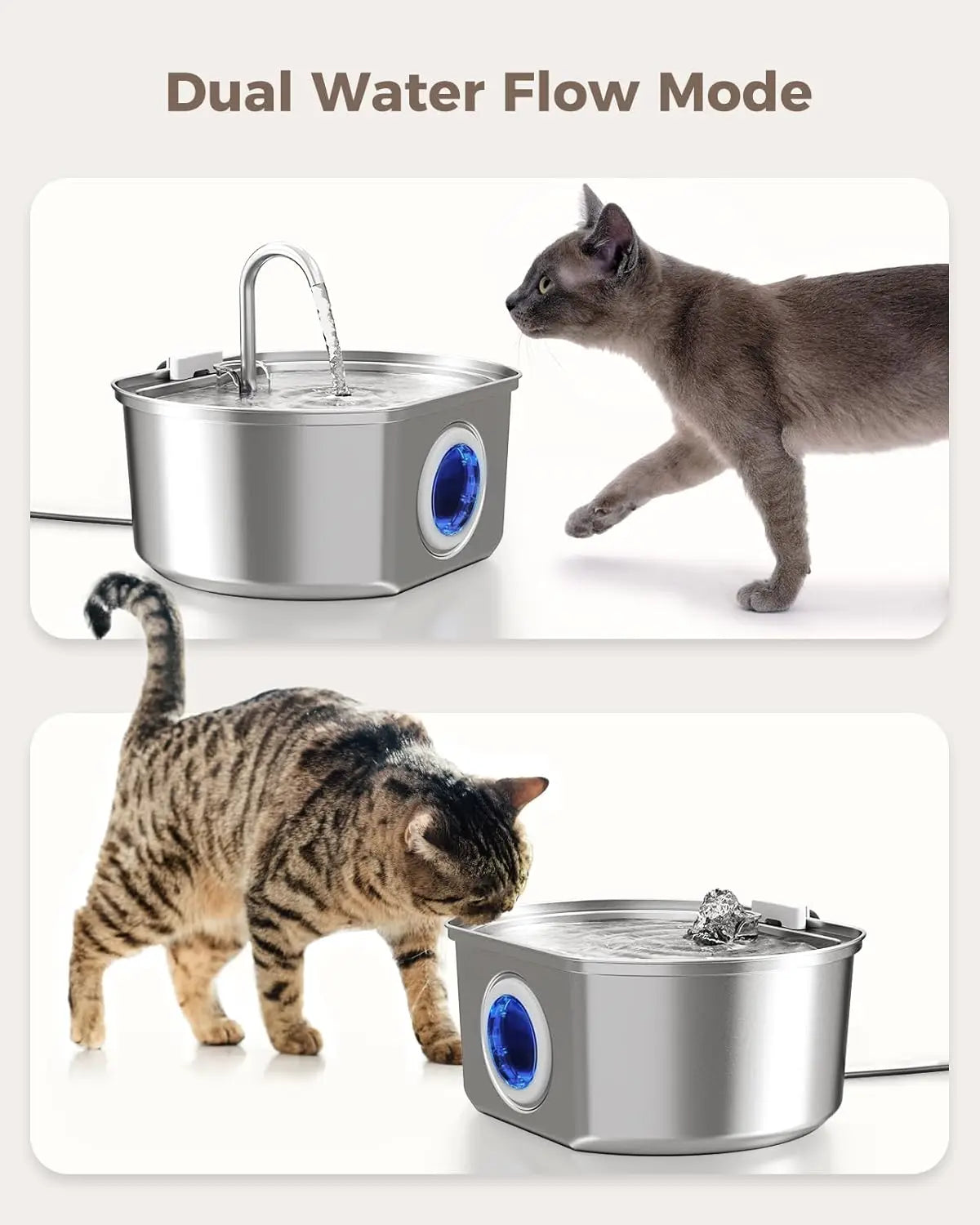 3.2L Auto Cat Fountain Pet Water Fountain for Cats Stainless Steel Cat Drinker Visual Window Drinking Bowl Pet Accessories