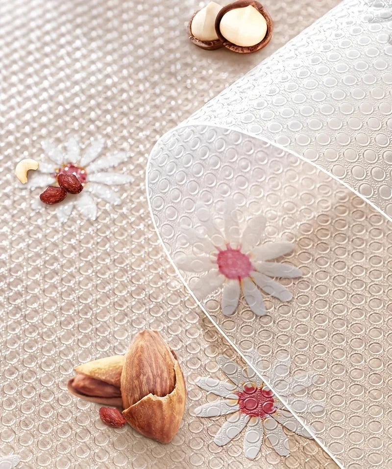 1 Roll Daisy Shelf Liner Kitchen Cabinet Pad Paper Non-Slip Refrigerator Liner Waterproof Fridge Pad Cupboard Mat Drawer Liner