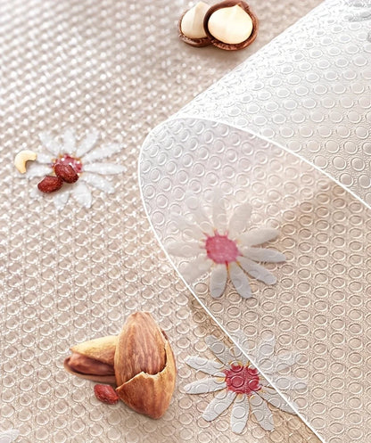 1 Roll Daisy Shelf Liner Kitchen Cabinet Pad Paper Non-Slip Refrigerator Liner Waterproof Fridge Pad Cupboard Mat Drawer Liner