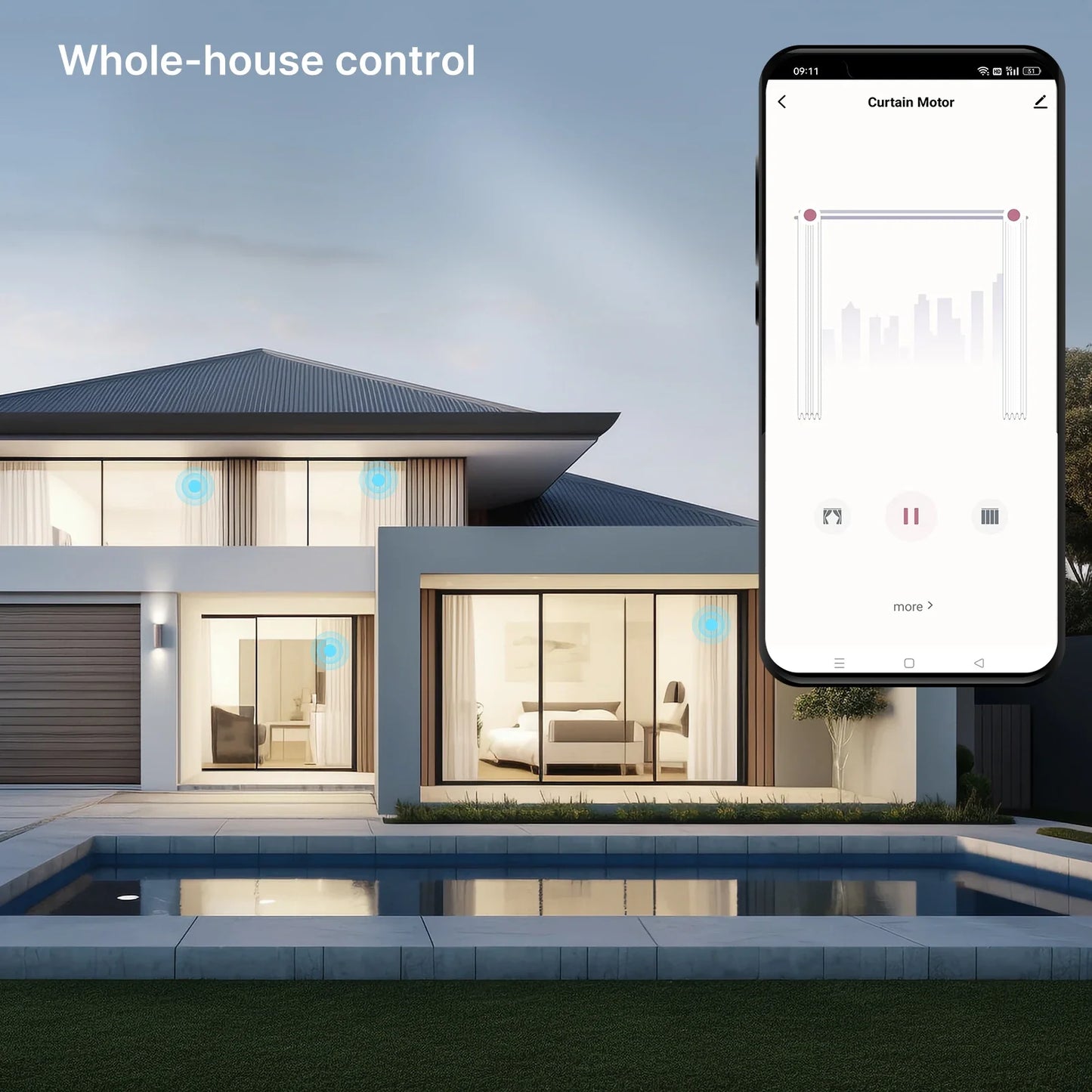 Smart Curtain Motor Electric WiFi and Zigbee Curtain Opener Remote Control For Curtain Track  Compatible with Alexa