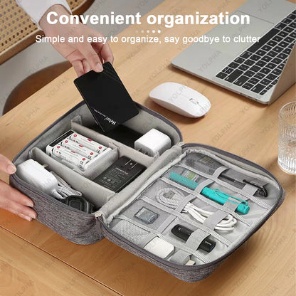 Travel Cable Organizer Bag Electronic Accessories Case Portable Double Layer Cable Storage Bag for Cord Phone Charger FlashDrive