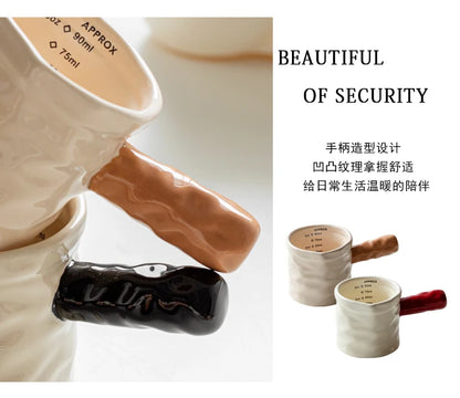 3oz/90ml Milk Jug Espresso Cup with Scale Fine Ceramic Coffee Measuring Cup Extraction Cup Milk Jug