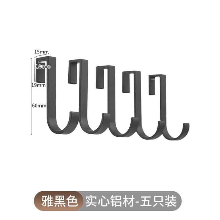 S-hook, Rack special accessories for sliding removal Space, Aluminum punch-free solid thickened metal hooks,5PCS