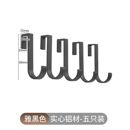 S-hook, Rack special accessories for sliding removal Space, Aluminum punch-free solid thickened metal hooks,5PCS