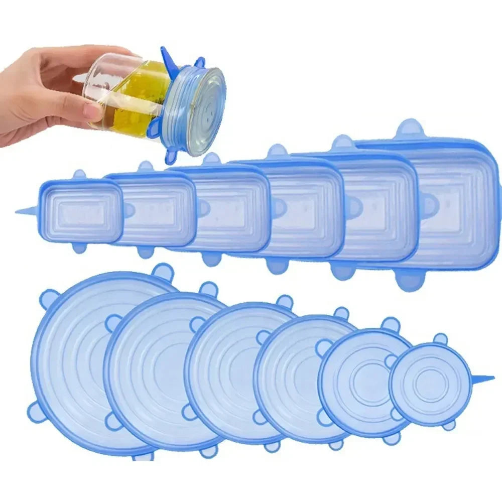 6PCS Silicone Stretch Lids for Food Freshness Reusable Durable Expandable Covers for Kitchen and Food Storage