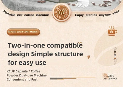 Portable Coffee Maker Electric Capsule Grind Coffee Brewer is suitable for ground coffee and KCUP Capsule coffee capsules