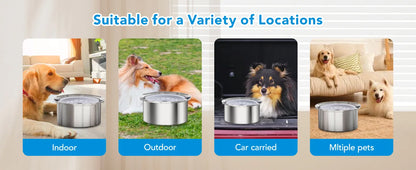 4L Dog Water Bowl No Spill Smartoo Large Capacity Stainless Steel Dog Slow Water Feeder - Spill Proof & Zero Splash & No Drip