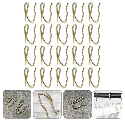 50pcs Metal Curtain Hooks for Drapes- Shaped Drapery Hook for Window Curtain Door Curtain Shower Curtain Golden