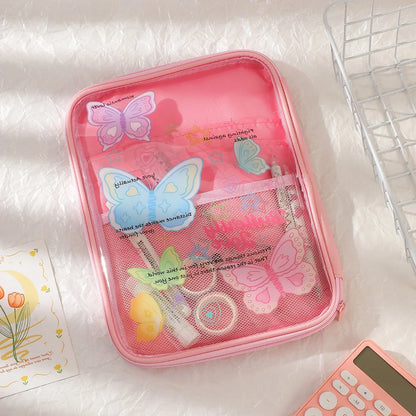 Cartoon PVC Stationary Organzier Pouch Big Capacity Storage Pens Eraser Students Pencil Bags