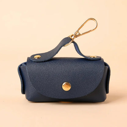 Portable Dog Waste Bag Dispenser With Leather Clip - Durable Polyester