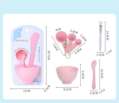 DIY 6 Set Silicone Mask Mud Essential Oil Bowl Skin Care Mud Bowl Spoon Tools Convenient Clean Durable Makeup Portable Skin Care