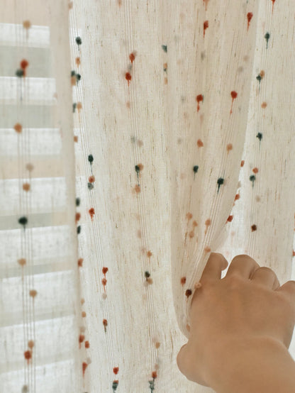 Rainbow little dessert hemp girl room curtain window curtain advanced sense curtain gauze curtain dust-proof polyester curtain