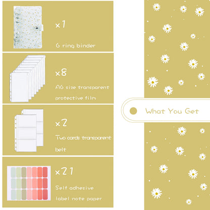 A6 Budget Binder Cover With 10Pcs Transparent Cash Envelopes Waterproof PVC Zippered Cash Bags For Budget