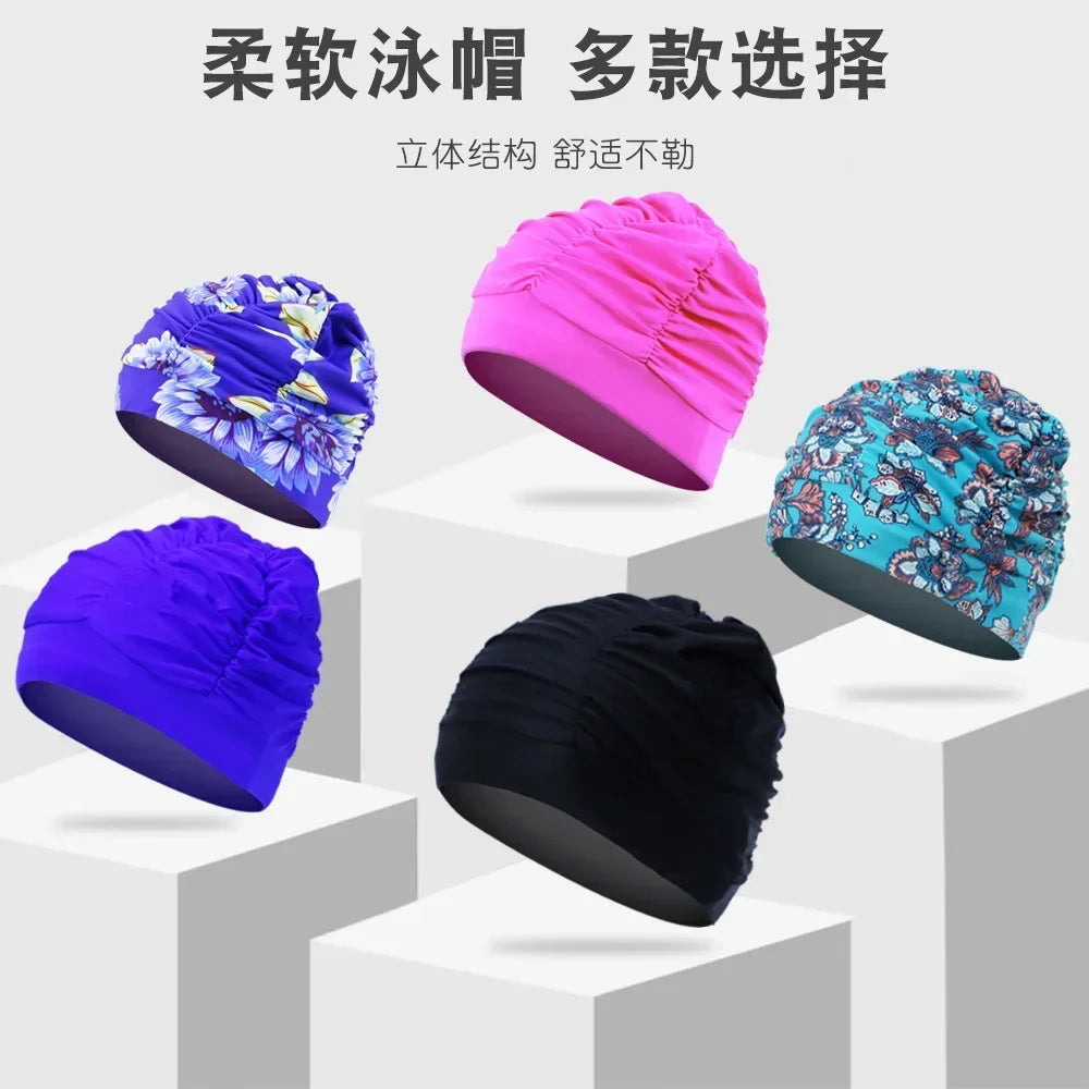 Swimming Caps Women Breathable Long Hair Swim Caps for Women Enlarged Swimming Hats Wholesale  Swimming Pool Accessories