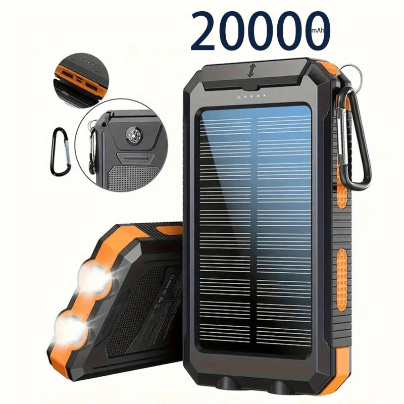 20000mAh Portable Solar Power Bank, Portable Solar Mobile Phone Charger, Camping External Battery Charger for Mobile Phones