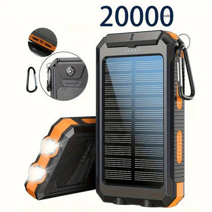 20000mAh Portable Solar Power Bank, Portable Solar Mobile Phone Charger, Camping External Battery Charger for Mobile Phones