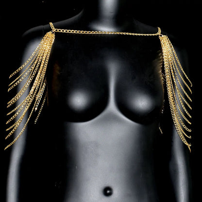 sexy body jewelry For  Women Fashion Metal Aluminum Shoulder Chain Bras Dress Accessories Festive Gift
