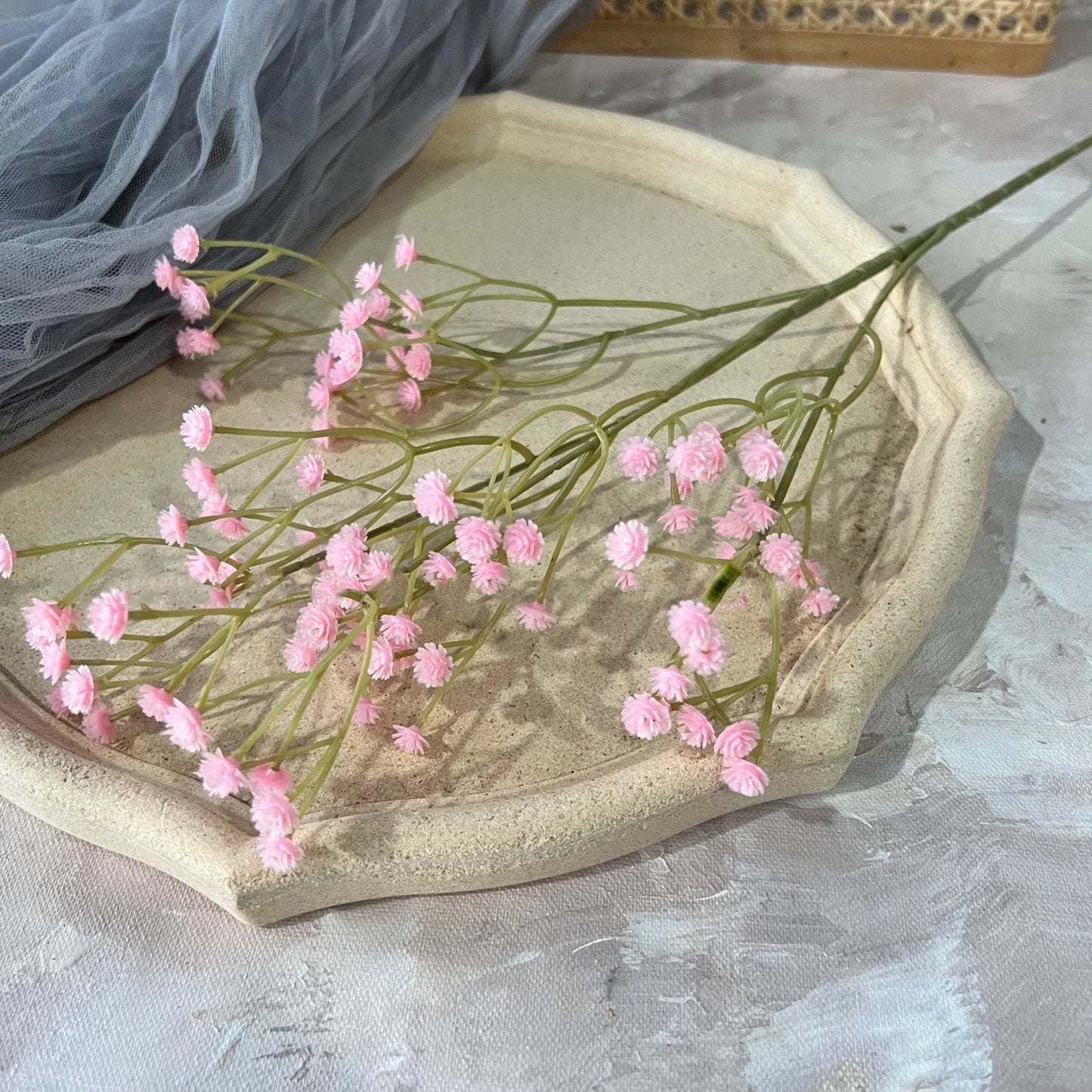 Artificial Plastic Soft Rubber Gypsophila Babys Breath Flower Branches Wedding Bouquet Floral Arrangement Accessories Home Decor