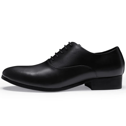 3CM Heels Men Wedding Shoes Genuine Leather White Black Oxford Dress Business Suit Shoe Lace Up Point Toe Formal Shoes Handmade