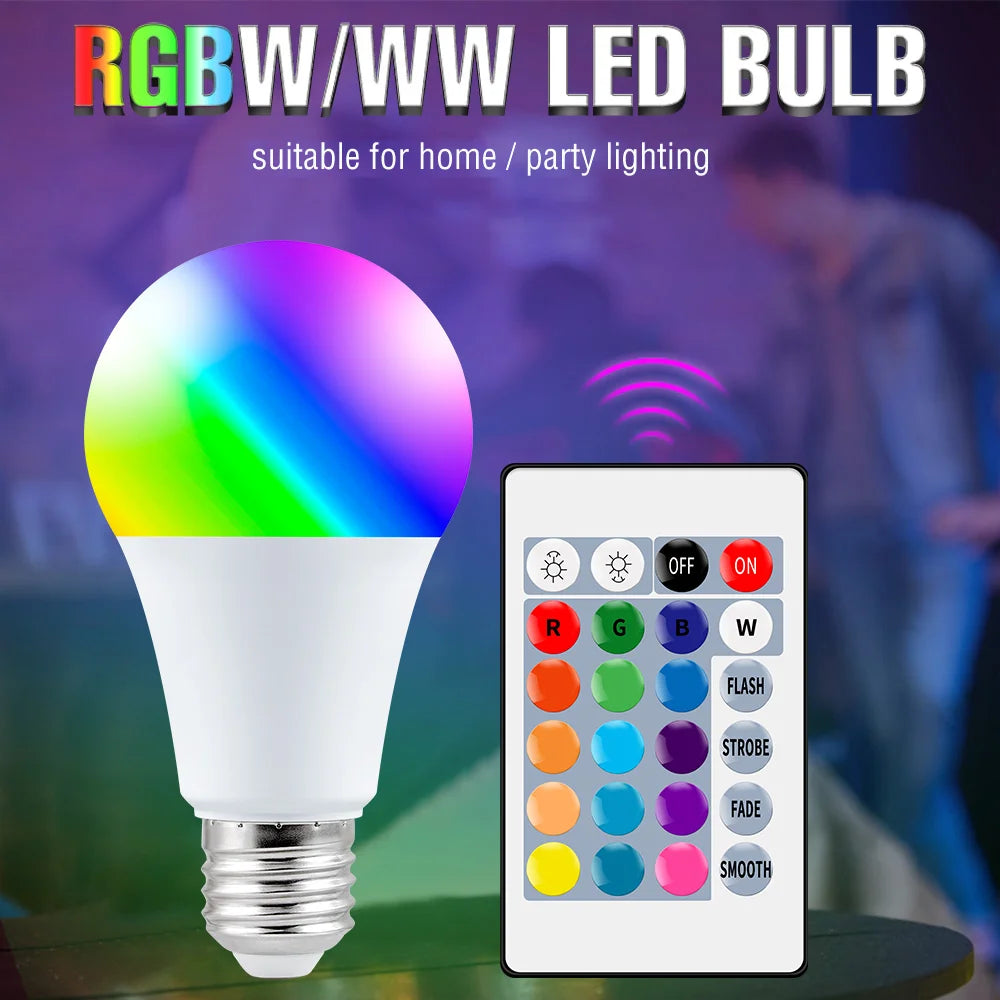 2PCS Led RGB Bulb E27 AC220V 7W 8W 9W Smart Light Bluetooth RGB Lamp Remote Control for Bedroom Room Decoration Party Lights