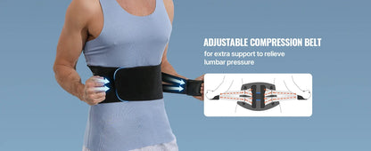 Back Brace For Lower Back Pain,With 4 Metal Supports,Four Elastic Bands,Breathable& Strong Support,Effectively Relieve Your Pain