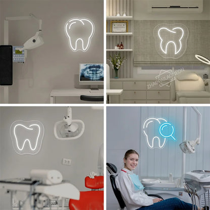 DENTAL CARE LED Neon Tooth USB Powered Neon Signs Teeth Dental Night Light 3D Wall Art & Game Room Bedroom Party Decor Lamp Sign