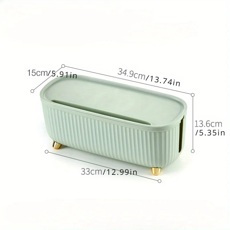 Multifunctional Cable Management Box – Stylish white plastic desktop organizer for power cords