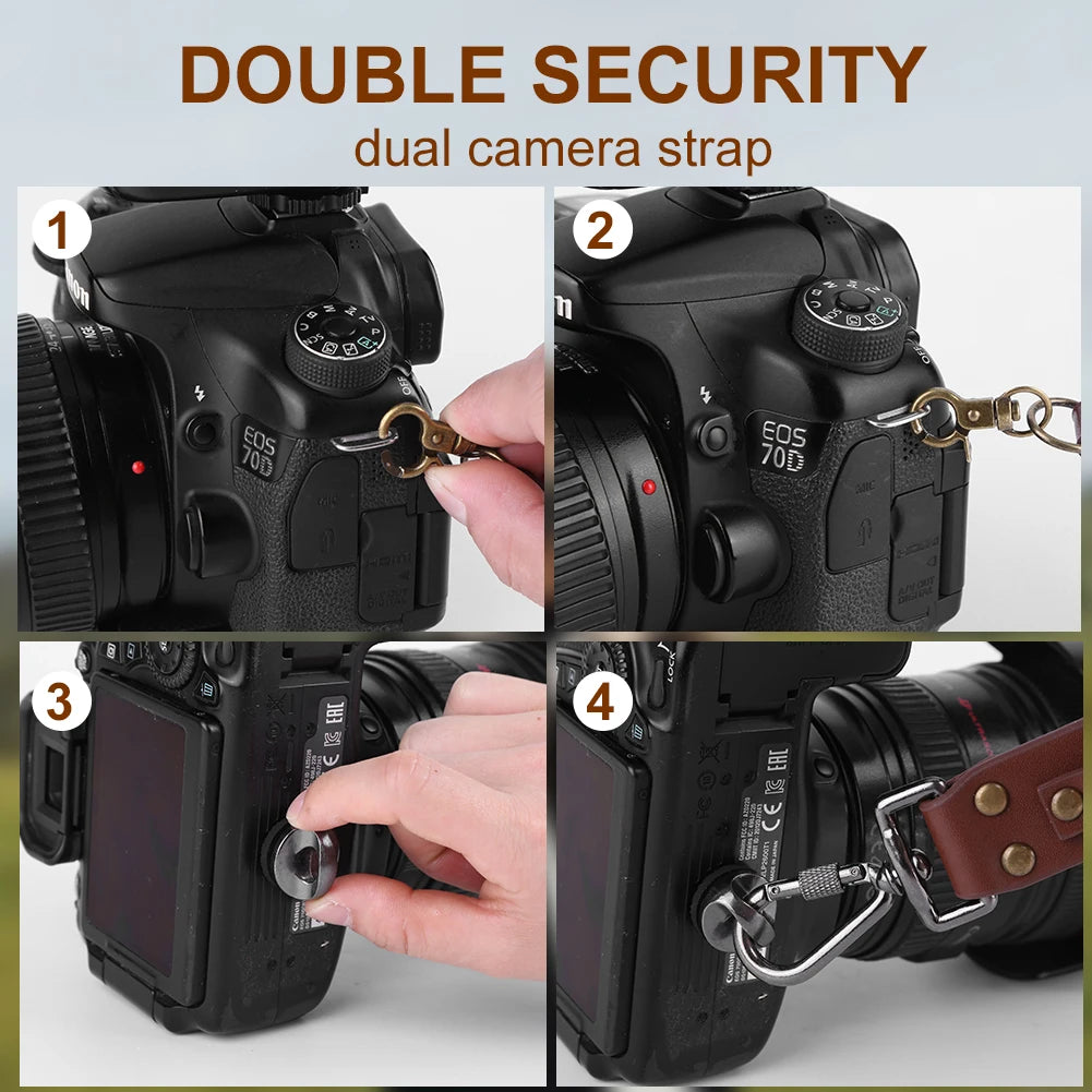 Dual Camera Strap Double Camera Harness Adjustable Leather Camera Straps Universal Camera Carrying Strap for Photographers
