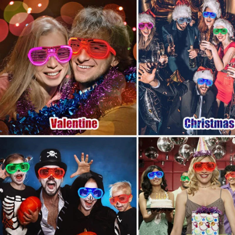 Light Up LED Glasses 5 Colors Heart Shape Glow Glasses Glow in The Dark Party Supplies Neon Party Favors for Kids Adults