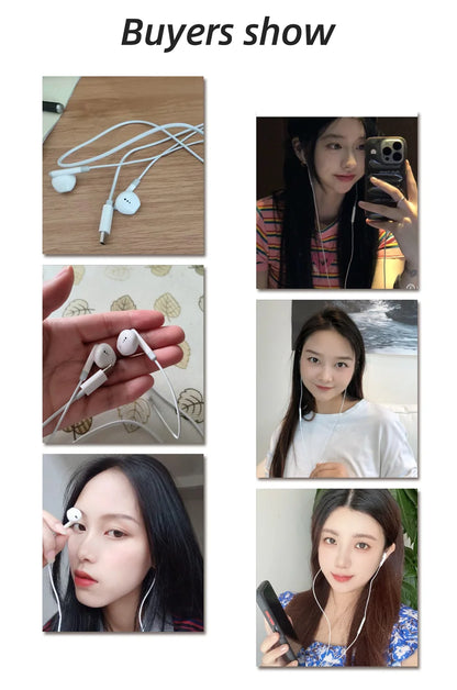 Type C Wired Headphone For Iphone 15 Pro Max Xiaomi Mi Lite 3.5MM Earphone For Samsung Huawei Redmi Phone Ipad Earbud Headset