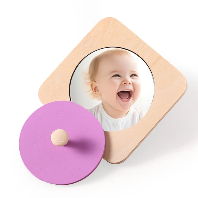 Baby Wooden Montessori Toys Mirror Tummy Time Infant Mirror Black White Contrast Visual Stimulation Sensory Development Toys