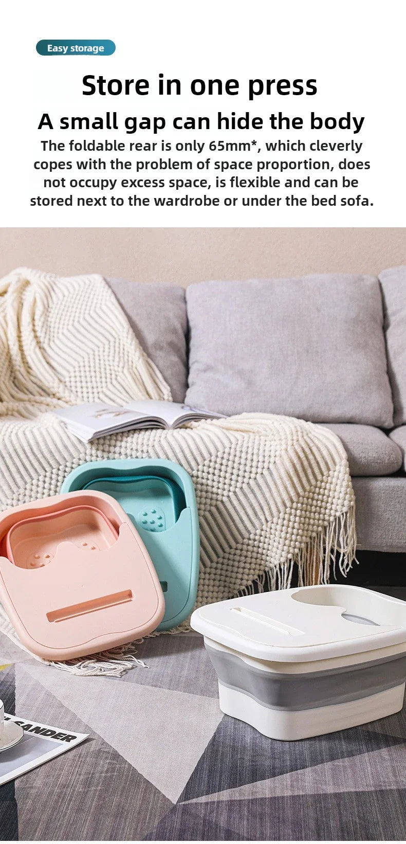 Foldable Footbath Massage Bucket Soaking Bucket Folding Basin Spa Foot Bath Bucket Household Sauna Bathtub Pedicure Bath Bathtub