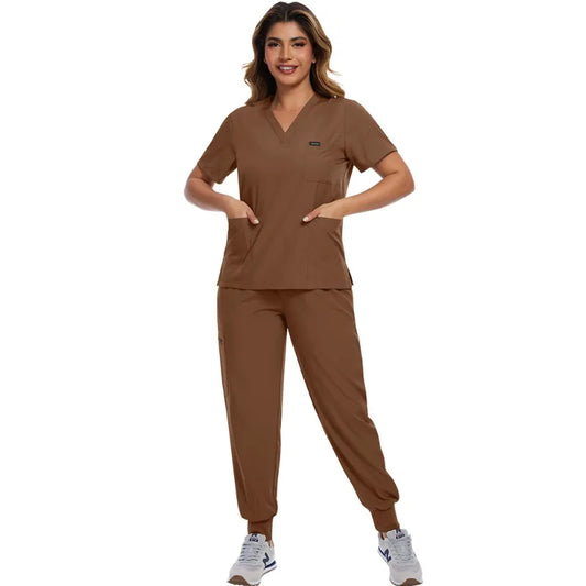Surgical Scrubs Unisex - Quick-Dry Dental Clinic & ER Workwear Split Set W/Short Sleeve & Anti-Microbial 6 Pockets