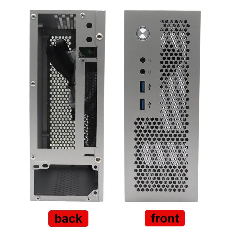 HTPC Computer Case Mini ITX Gaming PC Chassis Desktop Chassis USB3.0 Computer Case Home Computer Case Black and Silver