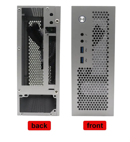 HTPC Computer Case Mini ITX Gaming PC Chassis Desktop Chassis USB3.0 Computer Case Home Computer Case Black and Silver