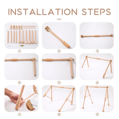 Baby Toys Play Gym Wood Baby Toy 0 to 6 Months Activities for Baby Wooden Newborn Furniture Baby Activity Gym Baby Rattle Toys