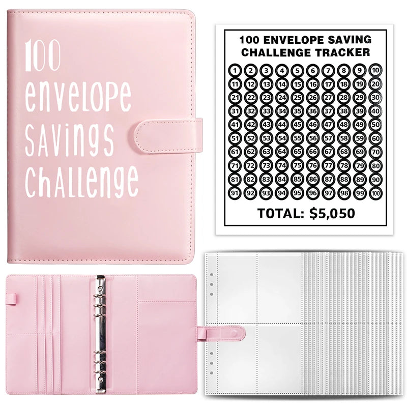100 Envelope Cash Savings Challenge, Saving Challenge Envelop Book, Budget Envelope Financial Assistant, A5 Size Cash Binder
