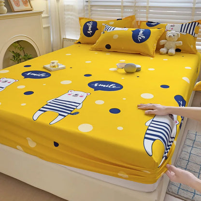 Bed Sheets Cute Animals Fitted Sheet Non Slip 침대패드 Bedspread With Elastic Band Mattress Cover (no Pillowcase) Double Bed Sheets