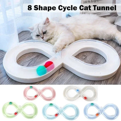Interactive Cat Toy with S-Shaped Roller Circuit – Rotating Running Balls, Tunnel Design & Turntable Track for Kittens – Fun Pet