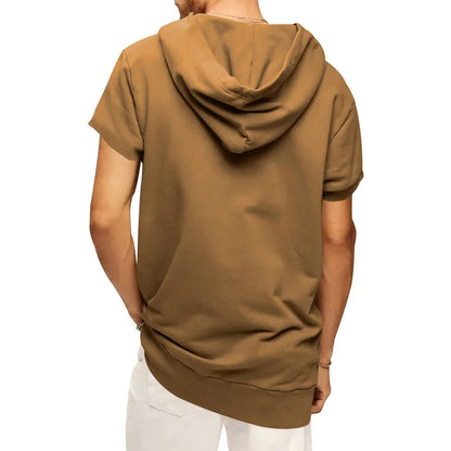 2024 Amazon New Men's Athleisure European and American Hooded Loose Short Sleeves