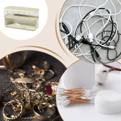 Cable Box Organizer Clear Cord Storage Organizer Cable Management Box With Compartments Charger Wires Case For Drawer Desk