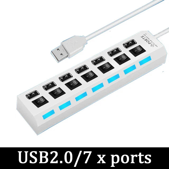 4/7 Port Multi USB Power Adapter USB 3.0 Splitter Hub USB Hub 2.0 USB Multiple Expander Switch Cable Hub Docking Stations