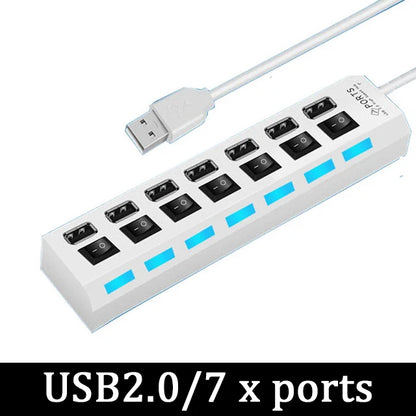 4/7 Port Multi USB Power Adapter USB 3.0 Splitter Hub USB Hub 2.0 USB Multiple Expander Switch Cable Hub Docking Stations