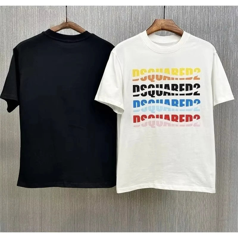 Trendy short-sleeved T-shirts for men and womenwith colorful letter printsare fashionabletrendycasual and comfortable tops