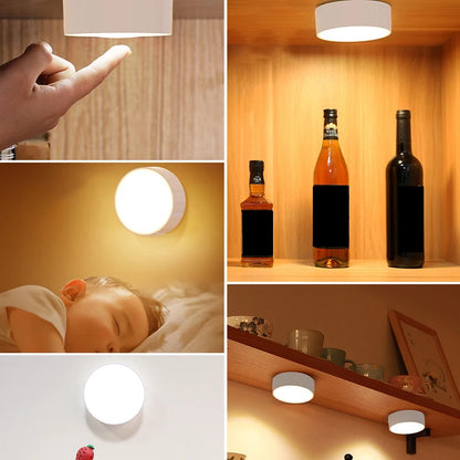 Smart Remote Control Cabinet Light Battery Powered Night Light Dimmable Warm/White Light Kitchen Light Closet Aisle Stairs Light