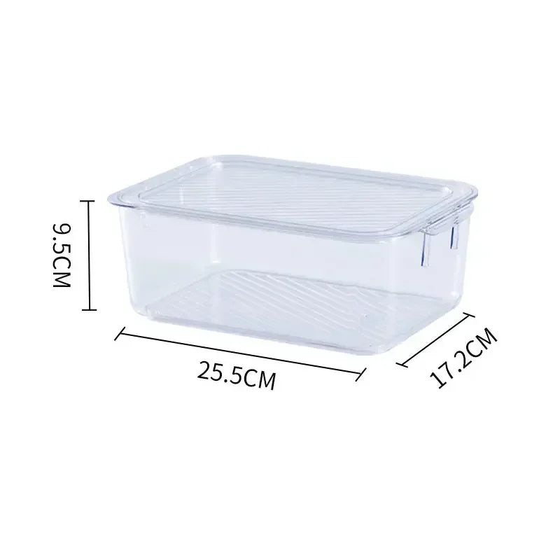 Stackable Transparent with Lid Storage Box Vegetable Fruit Organizer Fridge Container for Food Home Kitchen Tools Accessories