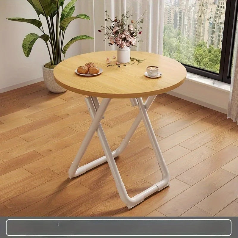 Foldable table Household simple dining table Small apartment eating round table Balcony small table Outdoor stall table